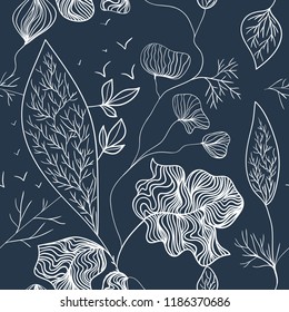 Seamless floral pattern with leaves