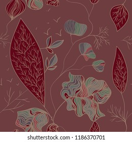 Seamless floral pattern with leaves