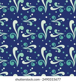 patrón floral sin costuras con hojas. un fondo azul con flores verdes y azules.
