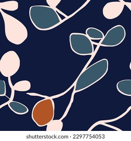 Seamless floral pattern with leaves and branches. Vector illustration. decorative elements wallpaper