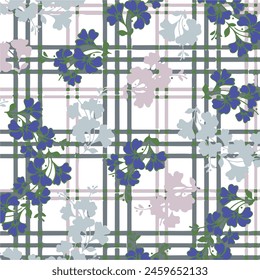 Seamless floral pattern with leaves and branches. Striped background