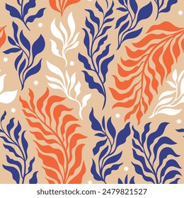 Seamless floral pattern,  leaves and branches