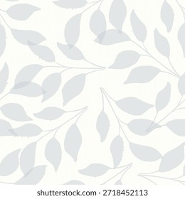 Nahtloses Blumenmuster mit Blättern und Zweigen. Handgezeichnete Vektorgrafik.