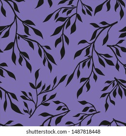 Seamless floral pattern with leaves. Drawing for printing on fabric, wallpaper, paper. Vector illustration, postcards, gift box.