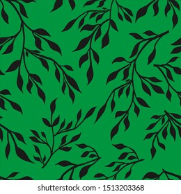 Seamless floral pattern with leaves. Drawing for printing on fabric, wallpaper, paper. Vector illustration, postcards, gift box.