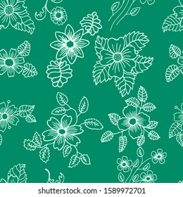 seamless floral pattern with leaves and flowers vector image pattern background
