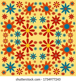 Patrón floral sin soldadura con hojas y flores, estilo doodle
