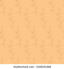 Seamless floral pattern with leaves on a light yellow background. Vector natural texture for eco-design of textiles, wallpaper, printing on paper, fabric, scrapbooking.