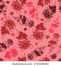 Nahtloses Blumenmuster, nahtlose Blätter, organische Formen, abstrakter floraler Hintergrund, schwarz-weiß und verschiedener Farbdruck, modern für Textildesign, Stoff, Tapete, Bezug, Karte, Wandkunst, po