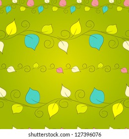 Seamless floral pattern with leaves Spring background