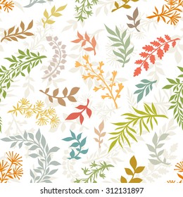 Seamless floral pattern with leaves, textured background for your design projects, textile, wrapping, wallpaper, web