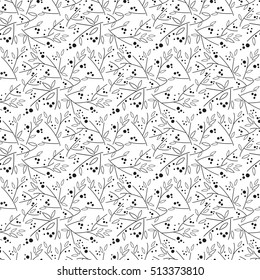 Seamless floral pattern with leaves and twigs. Elegant floral background. Vector illustration.