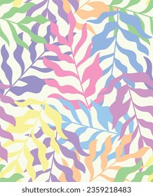 Seamless floral pattern of leaves . Vector illustration. Cute colorful background. multicolor leaves pattern background, seamless print design