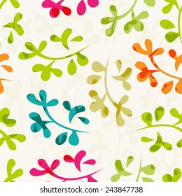 Seamless floral pattern with leaves. Vector