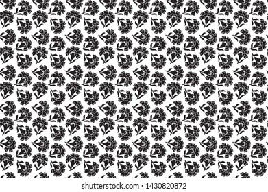 Seamless floral pattern with leaves and white background