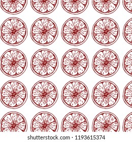 Seamless Floral Pattern. Lemon Fruits Background. Flowers, Leaves, Lemons. Vector