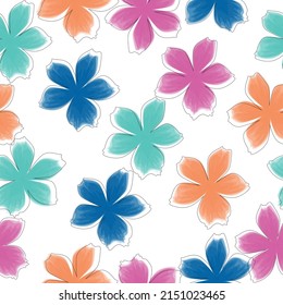 Seamless floral pattern. Liberty background of small colorful flowers. Gerbera seamless pattern floral background