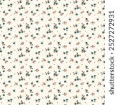 Seamless floral pattern, liberty ditsy print with gently tiny flowers. Cute botanical design, pretty ornament: hand drawn plants, simple small flowers, tiny flowers on a light pink background. Vector
