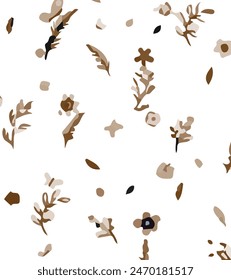 Seamless floral pattern, liberty ditsy print with small cute flowers in collection. Vector illustration 