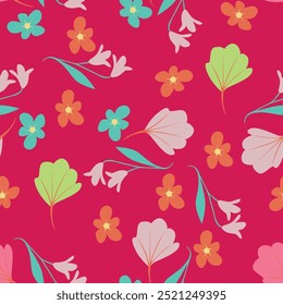 Seamless floral pattern, liberty ditsy print, vintage ornament with plant drawing. Elegant botanical design: hand drawn small flowers, tiny leaves, bouquets on a light background.