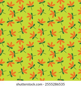 Seamless floral pattern, liberty ditsy with mini daisies in pastel colors. Pretty botanical design for fabric, paper: small hand drawn flowers, tiny leaves on a light background. Vector illustration.