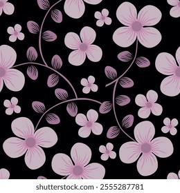 Seamless floral pattern, liberty ditsy with mini daisies in pastel colors. Pretty botanical design for fabric, paper: small hand drawn flowers, tiny leaves on a light background. Vector illustration.