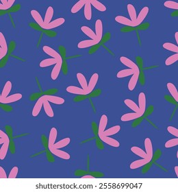 Seamless floral pattern, liberty ditsy with mini daisies in pastel colors. Pretty botanical design for fabric, paper: small hand drawn flowers, tiny leaves on a light background. Vector illustration.