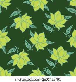 Seamless floral pattern, liberty ditsy print, abstract ornament of simple hand drawn plants. Cute botanical design in folk motif: small daisy flowers, tiny leaves, bouquets. Vector illustration