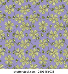Seamless floral pattern, liberty ditsy print, abstract ornament of simple hand drawn plants. Cute botanical design in folk motif: small daisy flowers, tiny leaves, bouquets. Vector illustration