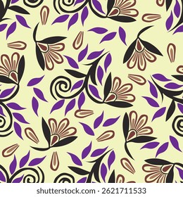 Seamless floral pattern, liberty ditsy print with small hand drawn flowers. Delicate botanical design in country motif: tiny simple flowers, leaves, mini bouquets in abstract. Vector illustration.