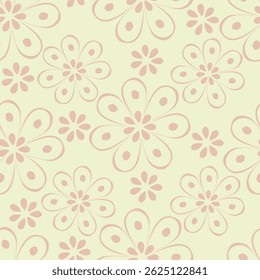 Seamless floral pattern, liberty ditsy print, nature ornament in a romantic motif. Cute botanical design, delicate flower wallpaper: hand drawn small pink flowers on white. Vector illustration