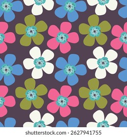 Seamless floral pattern, liberty ditsy print, nature ornament in a romantic motif. Cute botanical design, delicate flower wallpaper: hand drawn small pink flowers on white. Vector illustration