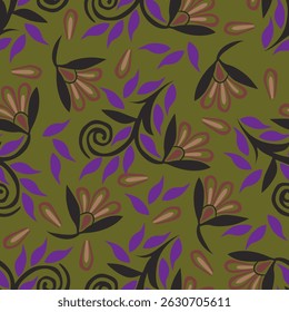 Padrão floral sem emenda, liberdade impressão ditsy com pequenas plantas delicadas. Design botânico bonito de buquês desenhado à mão, flores brancas simples, folhas minúsculas no campo azul. Ilustração vetorial