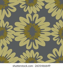 Seamless floral pattern, liberty ditsy print with cute large botany in retro folk style. Beautiful botanical design of hand drawn wild plants: flowers, leaves on black background. Vector illustration