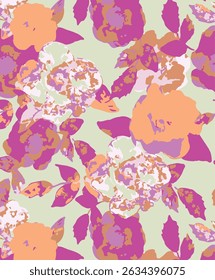 Seamless floral pattern, liberty ditsy print, abstract ornament of simple hand drawn plants. Cute botanical design in folk motif: small daisy flowers, tiny leaves, bouquets. 