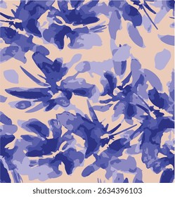 Seamless floral pattern, liberty ditsy print, abstract ornament of simple hand drawn plants. Cute botanical design in folk motif: small daisy flowers, tiny leaves, bouquets. 