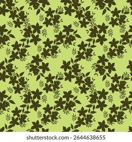 Seamless floral pattern, liberty ditsy with mini daisies in pastel colors. Pretty botanical design for fabric, paper: small hand drawn flowers, tiny leaves on a light background. Vector illustration