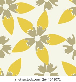 Padrão floral contínuo, liberdade ditsy com mini margaridas em cores pastel. Design botânico bonito para tecido, papel: pequenas flores desenhadas à mão, folhas minúsculas em um fundo claro. Ilustração vetorial