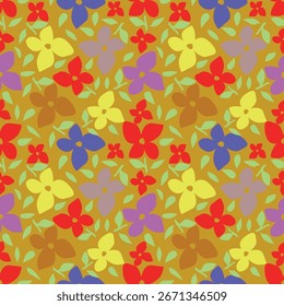 Padrão floral contínuo, liberdade ditsy impressão com grande botânica bonito no estilo folk retro. Belo desenho botânico de plantas selvagens desenhadas à mão: flores, folhas no fundo preto. Ilustração vetorial