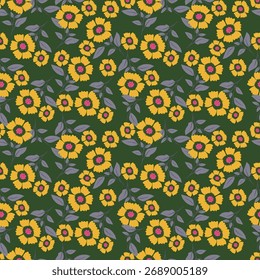 Nahtloses florales Muster, schmutziger Freiheitsdruck mit sanft winzigen Blumen. Nettes botanisches Design, hübsches Ornament: handgezeichnete Pflanzen, einfache kleine Blumen, winzige Blätter auf hellrosa Hintergrund. Vektor.