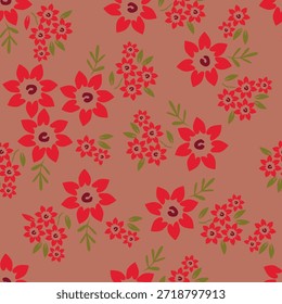 Padrão floral contínuo, liberdade ditsy impressão com grande botânica bonito no estilo folk retro. Belo desenho botânico de plantas selvagens desenhadas à mão: flores, folhas no fundo preto. Ilustração vetorial