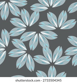 Seamless floral pattern, liberty ditsy print with cute large botany in retro folk style. Beautiful botanical design of hand drawn wild plants: flowers, leaves on black background. Vector illustration
