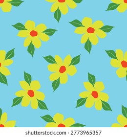 Seamless floral pattern, liberty ditsy print of mini plants in delicate pastel colors. Cute botanical design of tiny hand-drawn flowers and small leaves. Simple romantic pattern. Vector illustration.