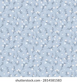Seamless floral pattern, liberty flower pattern, ditsy flowers with tiny floral ornaments on light background. small hand drawn, surface pattern design for fabric, textile, fashion print , wrapping paper, decor, wallpaper and background. Vector Illustration
