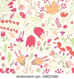 Seamless floral pattern with light background