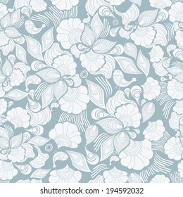 Seamless floral pattern in light blue colors