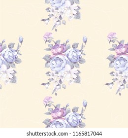 Seamless floral pattern with light peony