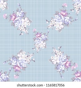 Seamless floral pattern with light peony
