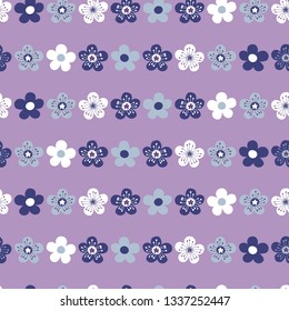 Seamless floral pattern with light purple background. Vector illustration.