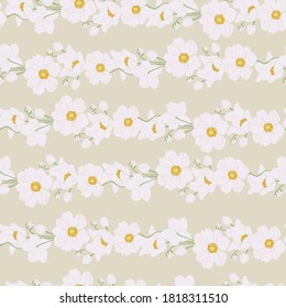Seamless floral pattern. Light rose gold Anemone flowers on a vintage green background. Textile composition, hand drawn style print. 